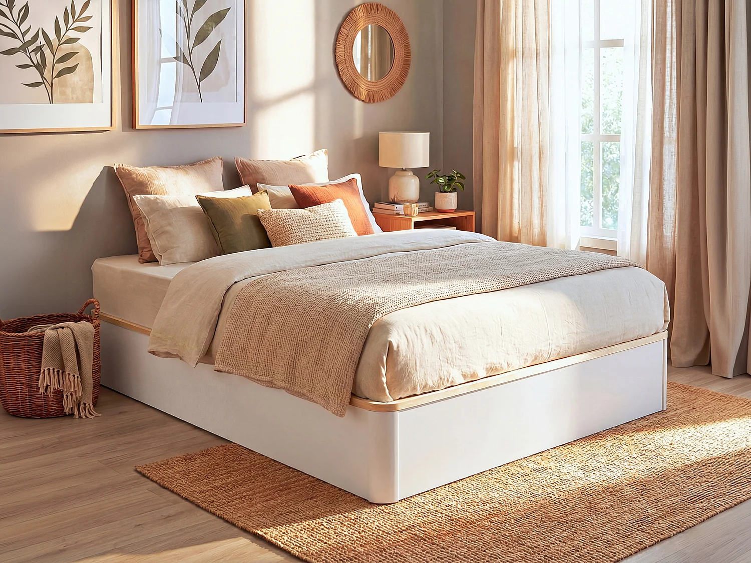 Sommier coffre 160 x 200 cm avec bois massif - Blanc - TALISO de YSMÉE