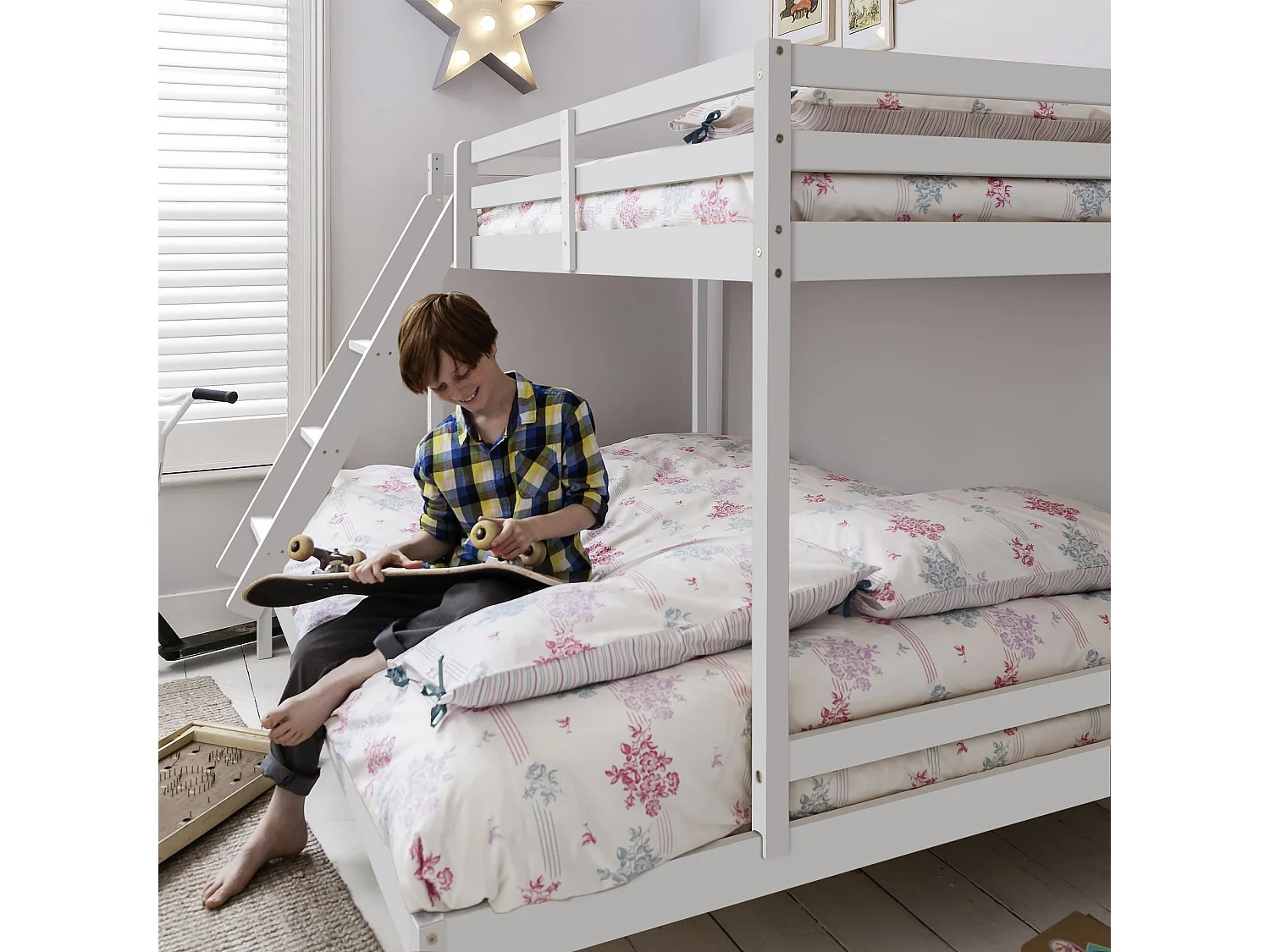 Noa & Nani Kent Triple Bunk Bed with Single and Double Bed in White