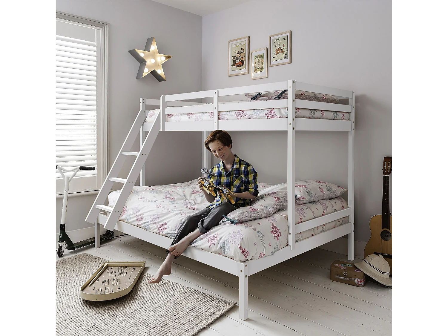 Noa & Nani Kent Triple Bunk Bed with Single and Double Bed in White