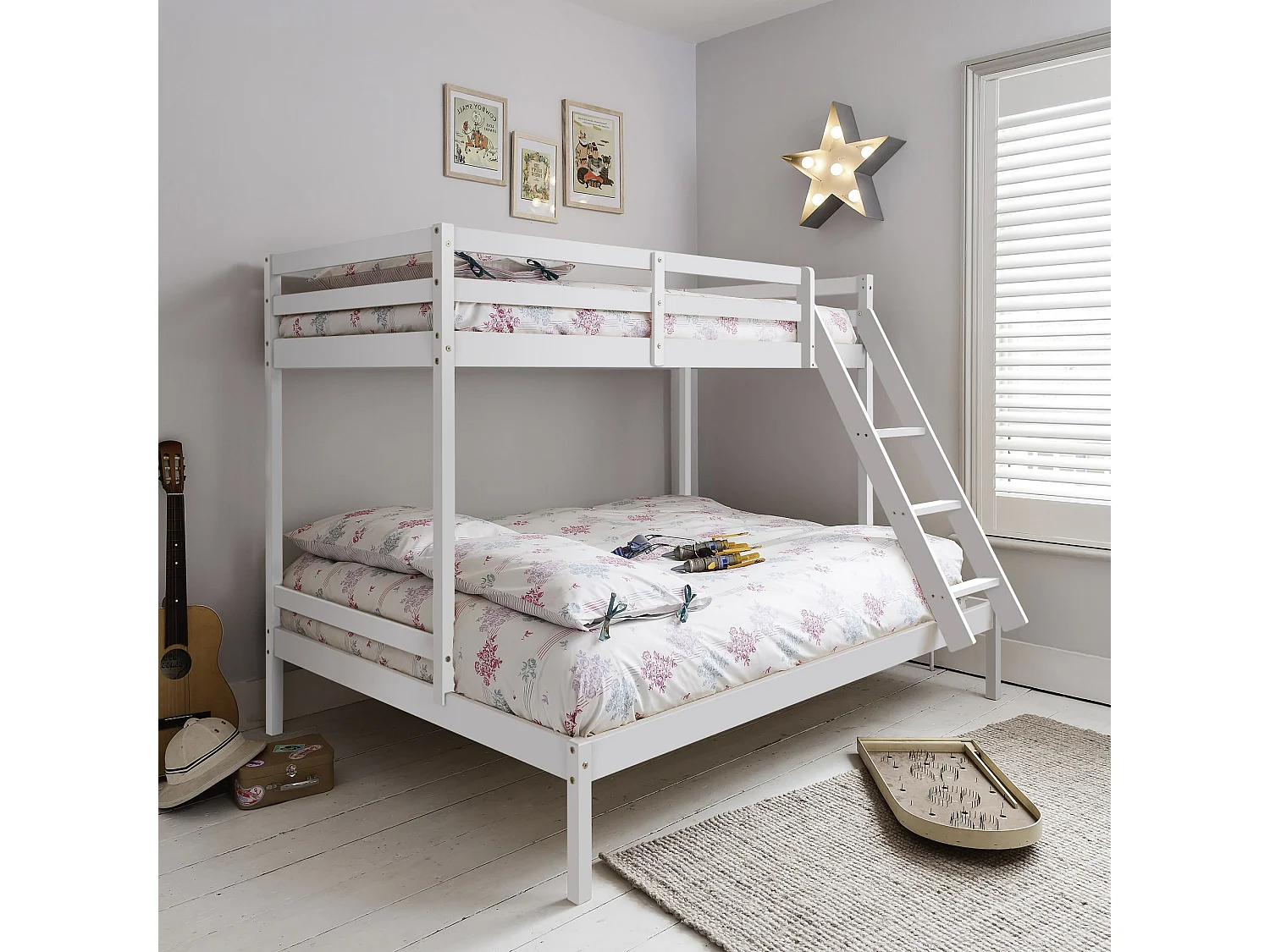 Noa & Nani Kent Triple Bunk Bed with Single and Double Bed in White