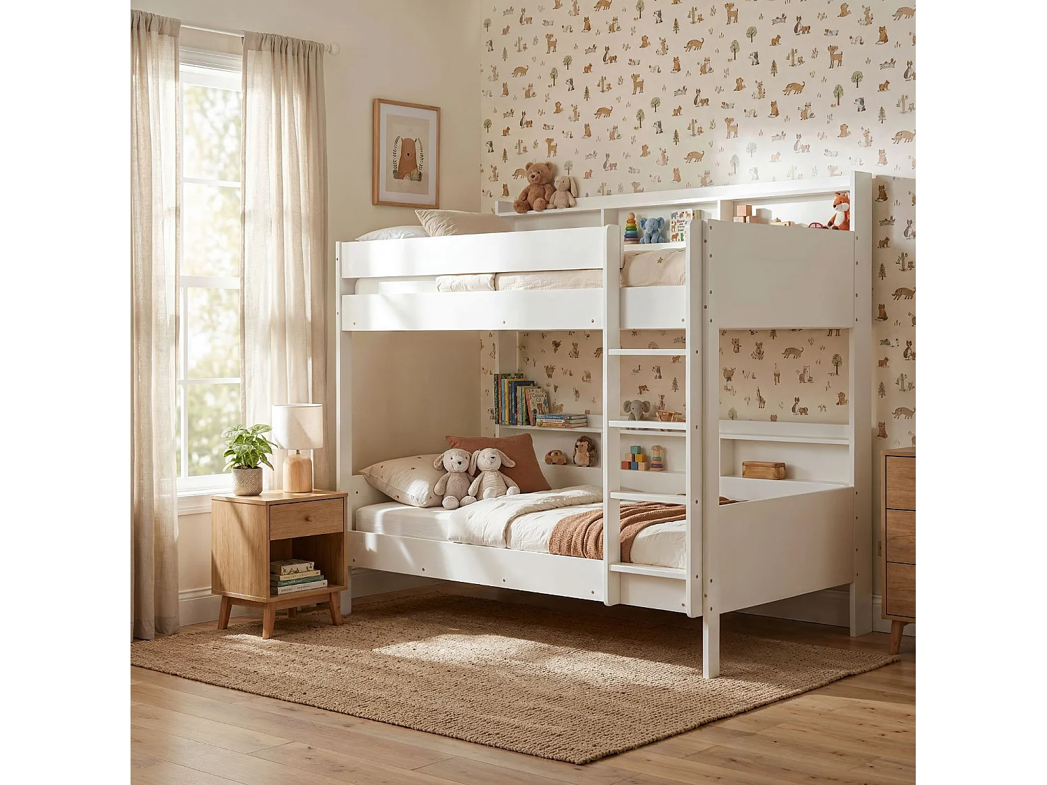 Noa & Nani Minna Space Saving Bunk Bed with Storage Units in White