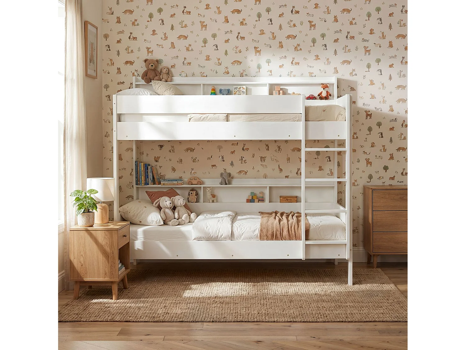 Noa & Nani Minna Space Saving Bunk Bed with Storage Units in White