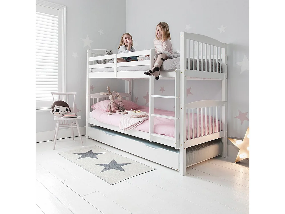 Noa & Nani Brighton Bunk Bed with Spacesaver Pull out Trundle in White