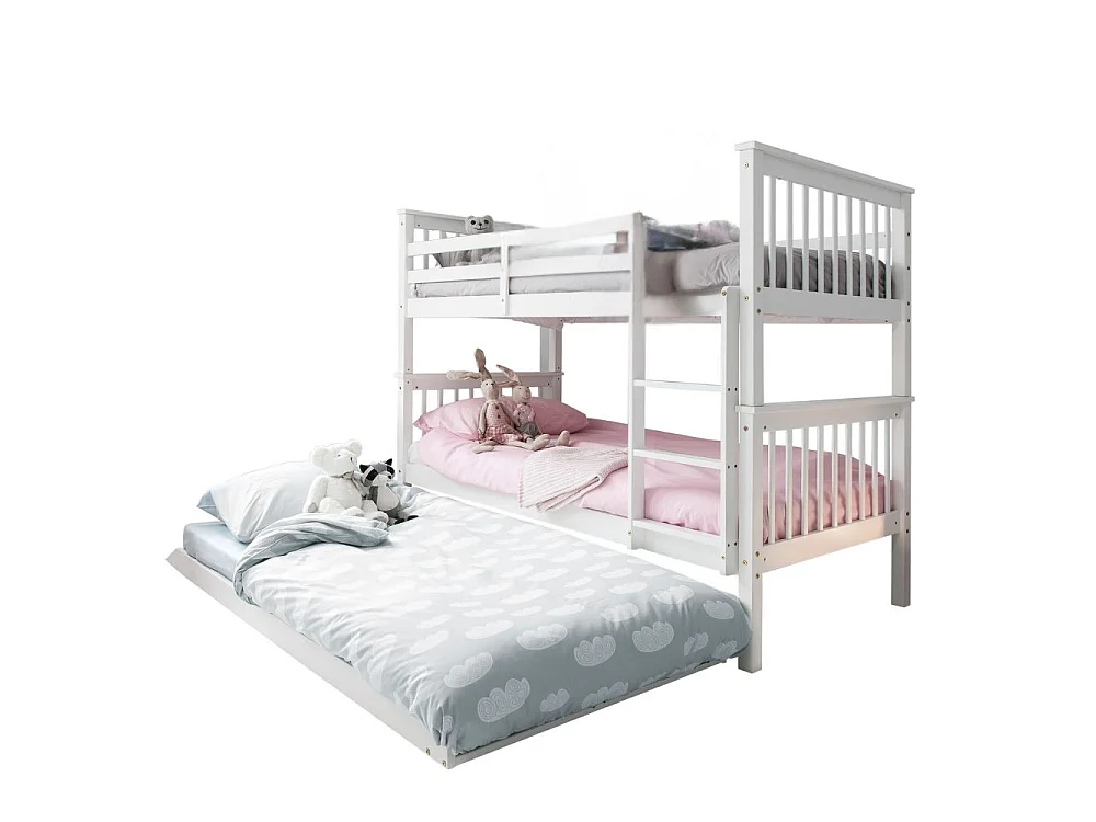Noa & Nani Brighton Bunk Bed with Spacesaver Pull out Trundle in White