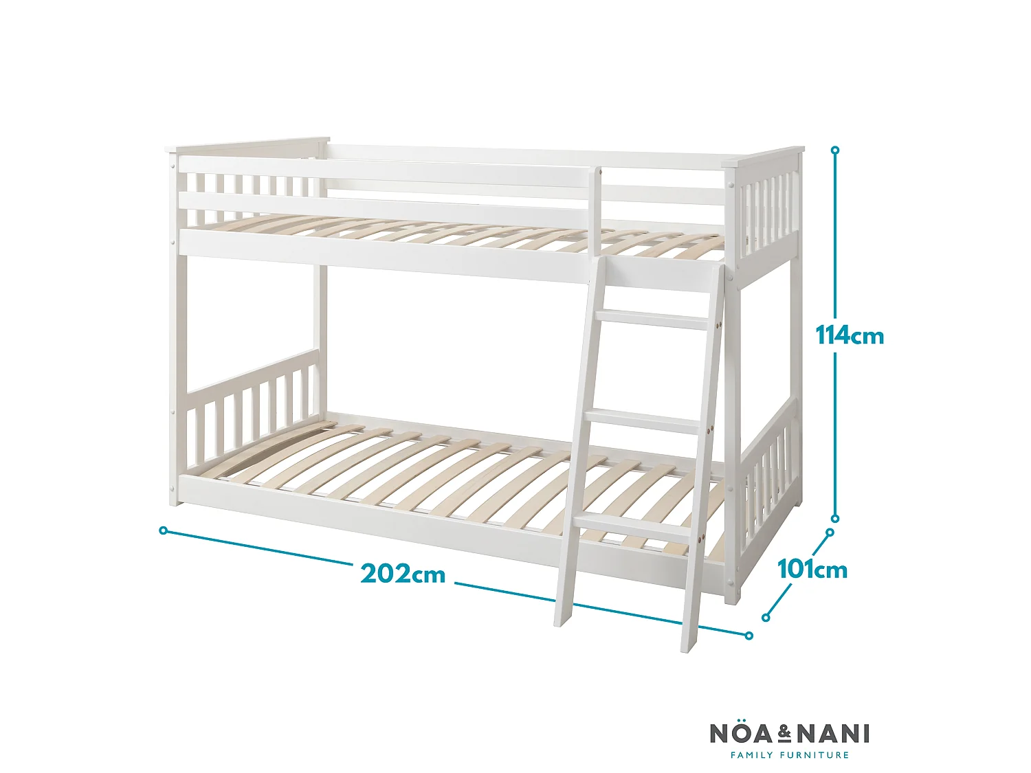 Noa & Nani Harri Bunk Bed Low Midsleeper in White