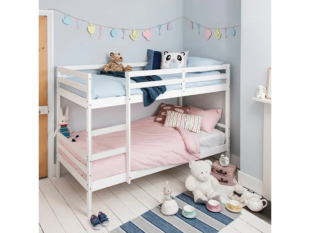 Noa & Nani Jakke Bunk Bed with Straight Ladder in White