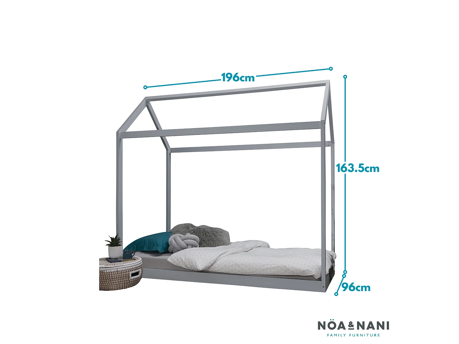 Noa & Nani Kara Single 4 Poster Bed Frame in Silk Grey