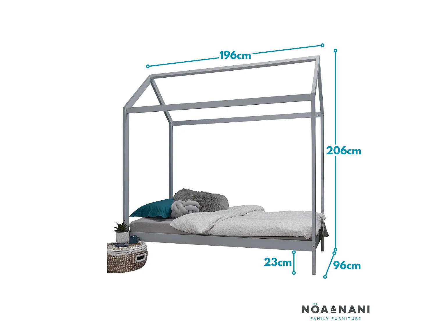 Noa & Nani Jansen Scandinavian Single Bed Frame in Silk Grey