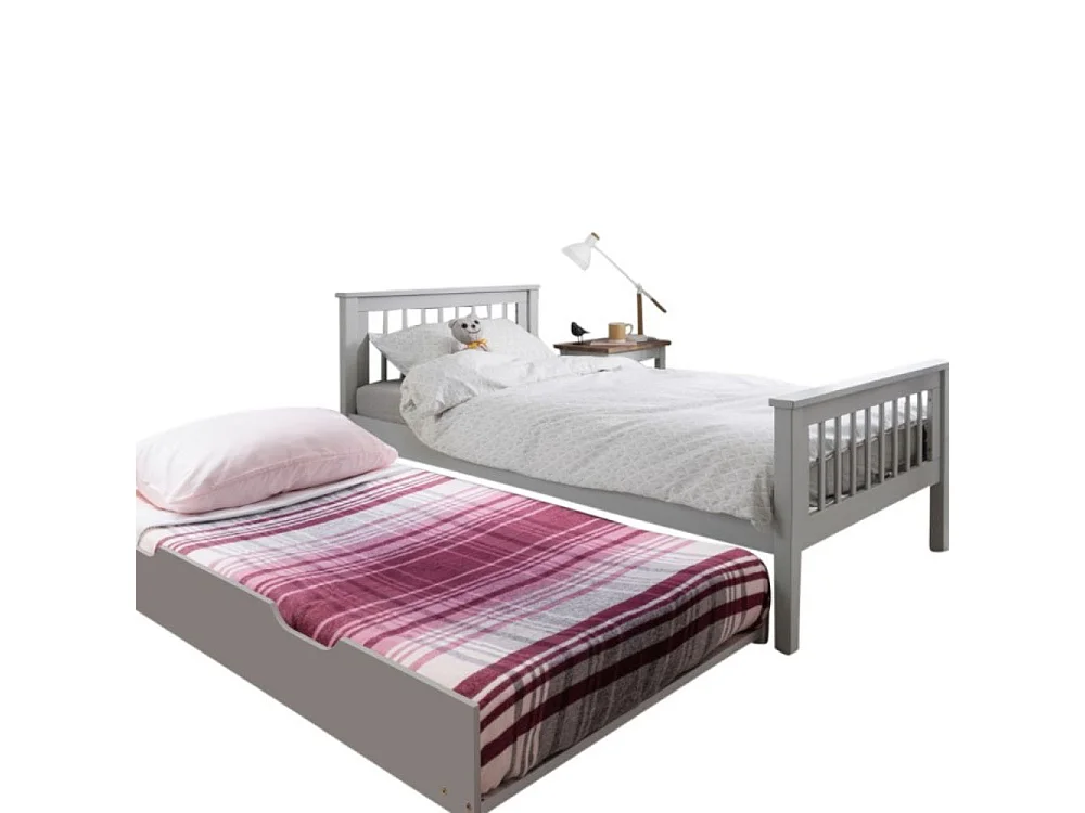Noa & Nani Hampshire Single Bed Frame with Spacesaver Pull-Out Trundle in Grey