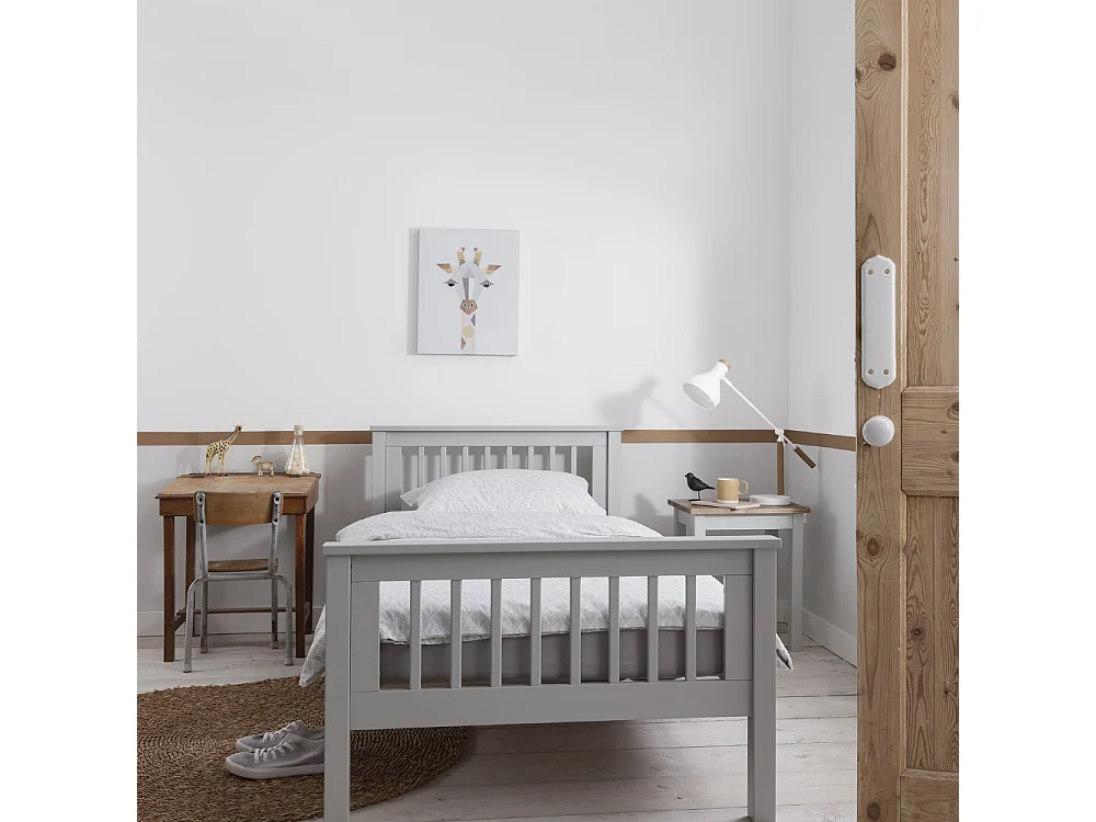 Noa & Nani Hampshire Single Bed Frame with Spacesaver Pull-Out Trundle in Grey