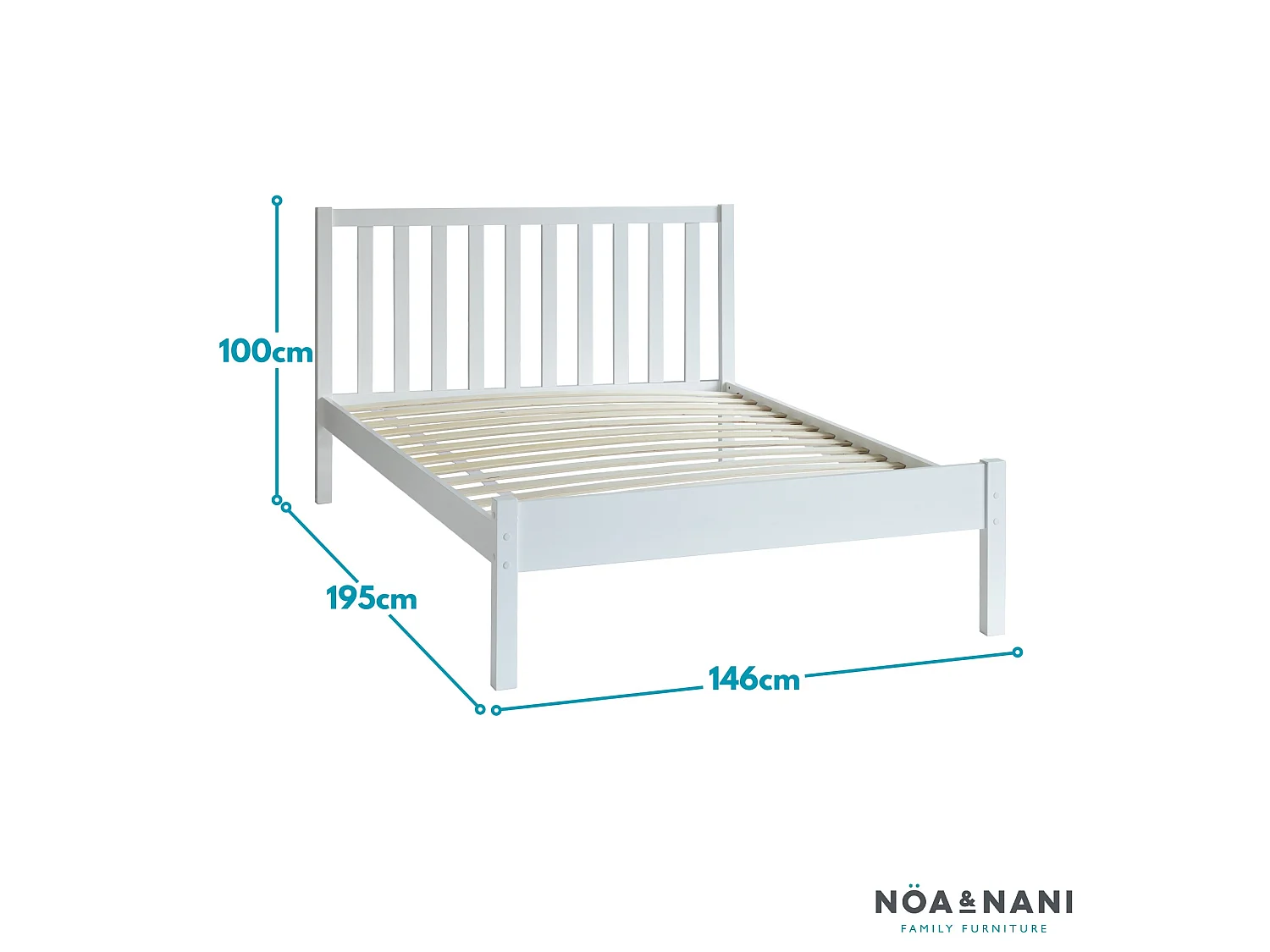 Noa & Nani Linnea Double Bed Frame in White