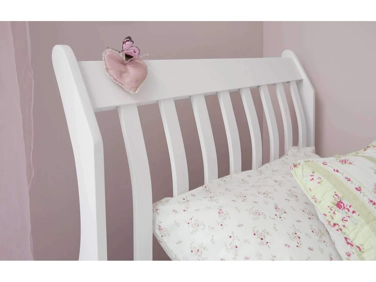 Noa & Nani Astrid Single Bed Sleigh Frame in White
