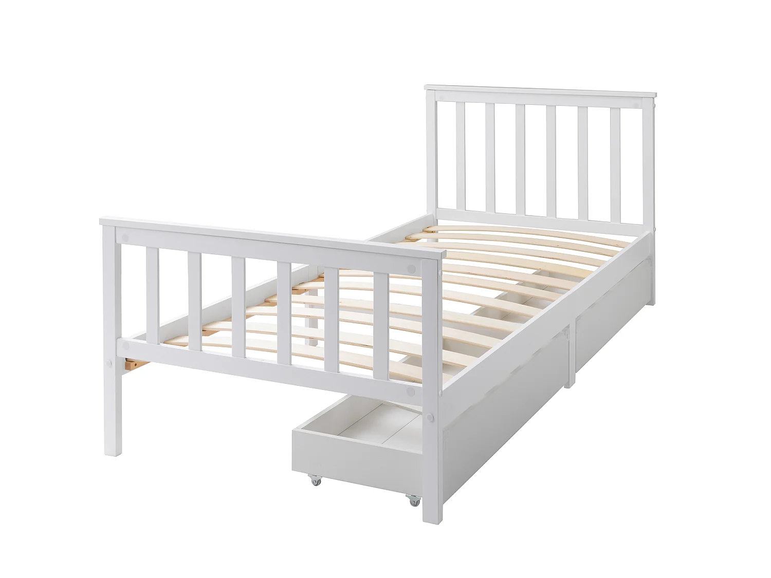 Noa & Nani Otis Single Bed 3ft Frame with 4 Pull Out Storage Drawers in White