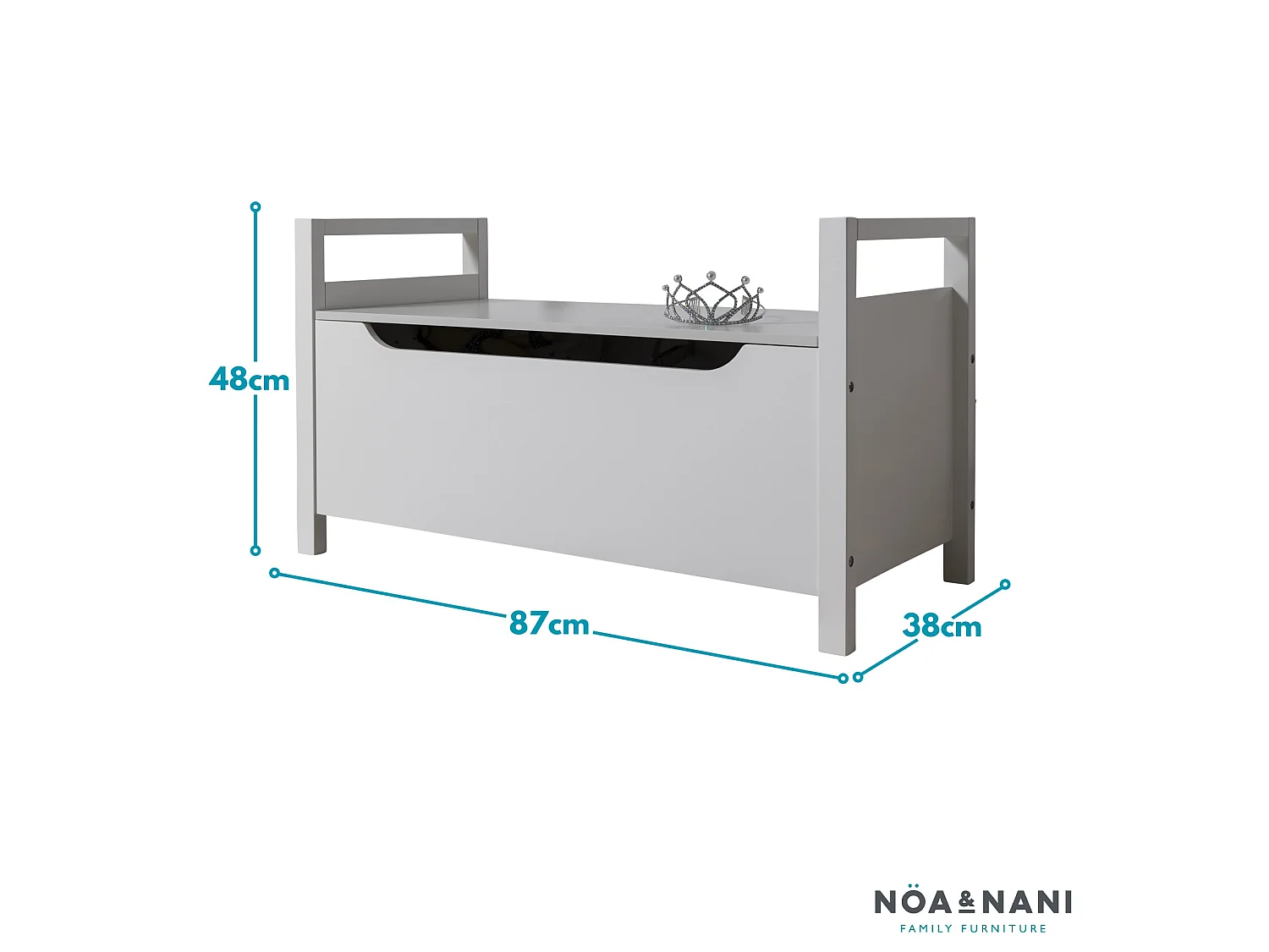 Noa & Nani Osman Toy Box with Cushion in White