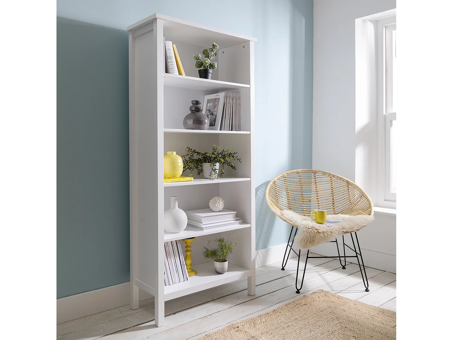 Noa & Nani Hemming 5 Tier Tall Bookcase in White