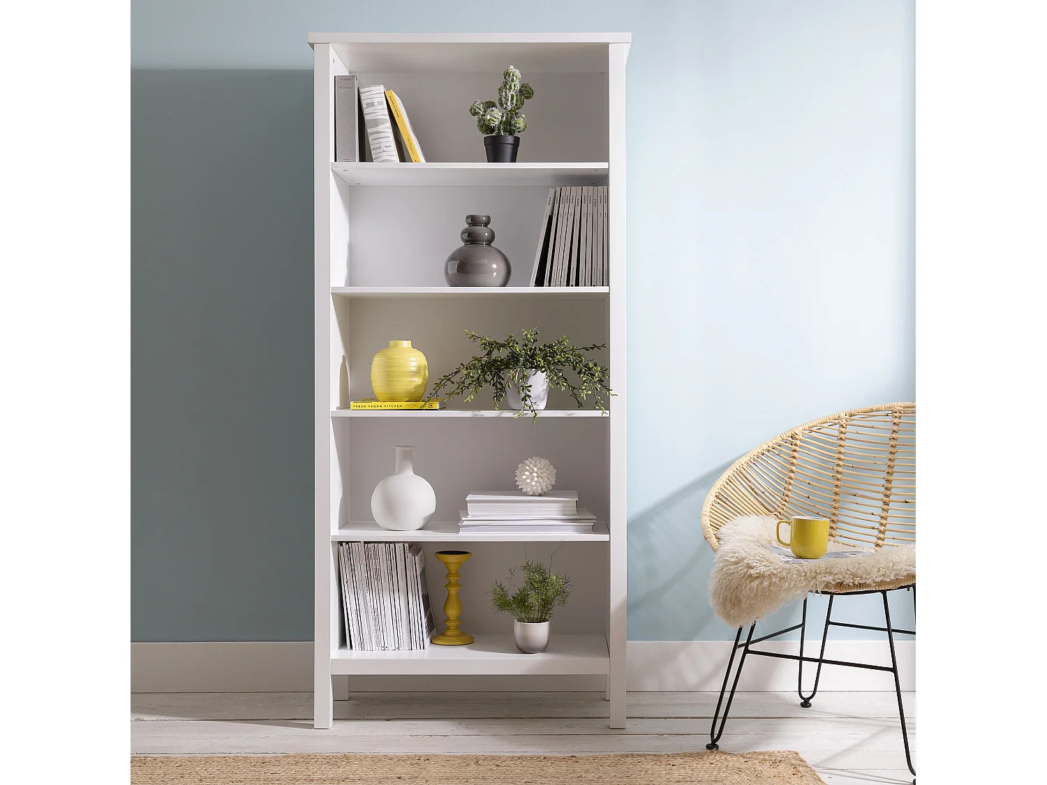 Noa & Nani Hemming 5 Tier Tall Bookcase in White