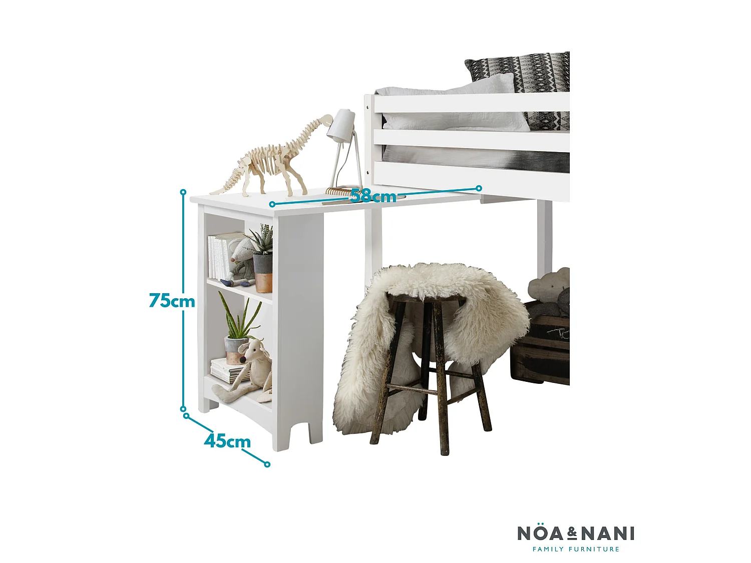 Noa & Nani Pull out Desk for Cabin Bed in White