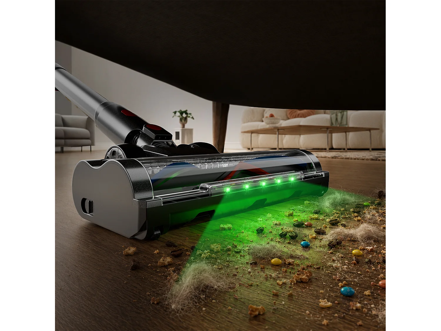 INLONG ZV12 Aspirateur Balai Sans Fil 55KPa 550W, Écran LED Intelligent, Lumière Verte LED, 70 Min d’Autonomie, Batterie Amovible, Réservoir 1,6L