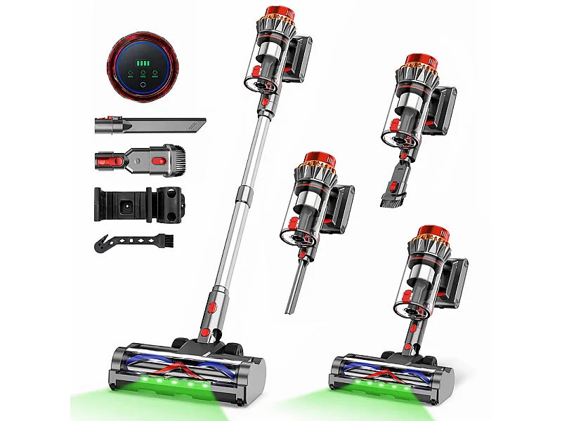 INLONG ZV12 Aspirateur Balai Sans Fil 55KPa 550W, Écran LED Intelligent, Lumière Verte LED, 70 Min d’Autonomie, Batterie Amovible, Réservoir 1,6L