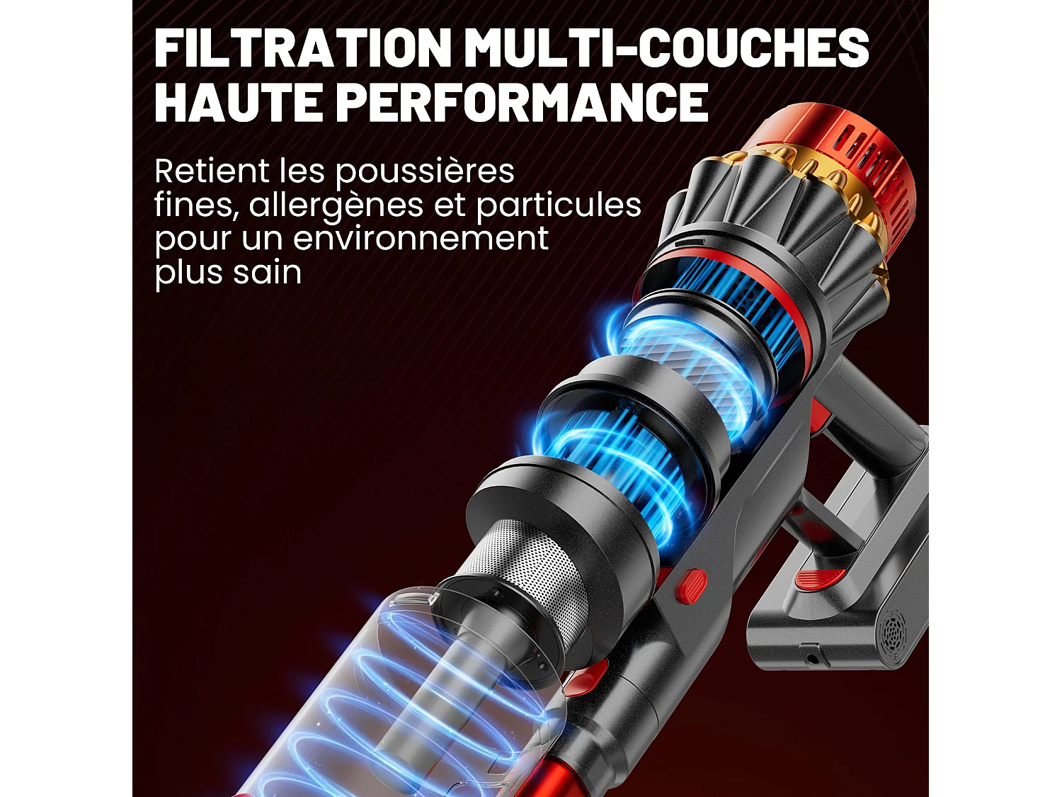 INLONG ZV13 Aspirateur Balai Sans Fil Tube Pliable 180° Flex,75KPa-650W,LED Verte,3 Vitesses,70Min,Anti-Emmêlement Poils