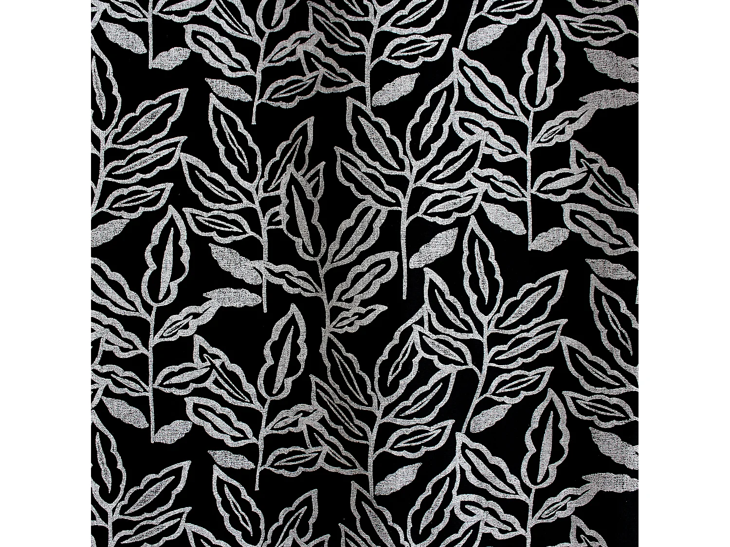 Lot de 2 rideaux à Œillets, 140x240cm, Motifs feuilles, Coton Chambray, Collection Lodge, CMADECO - Noir