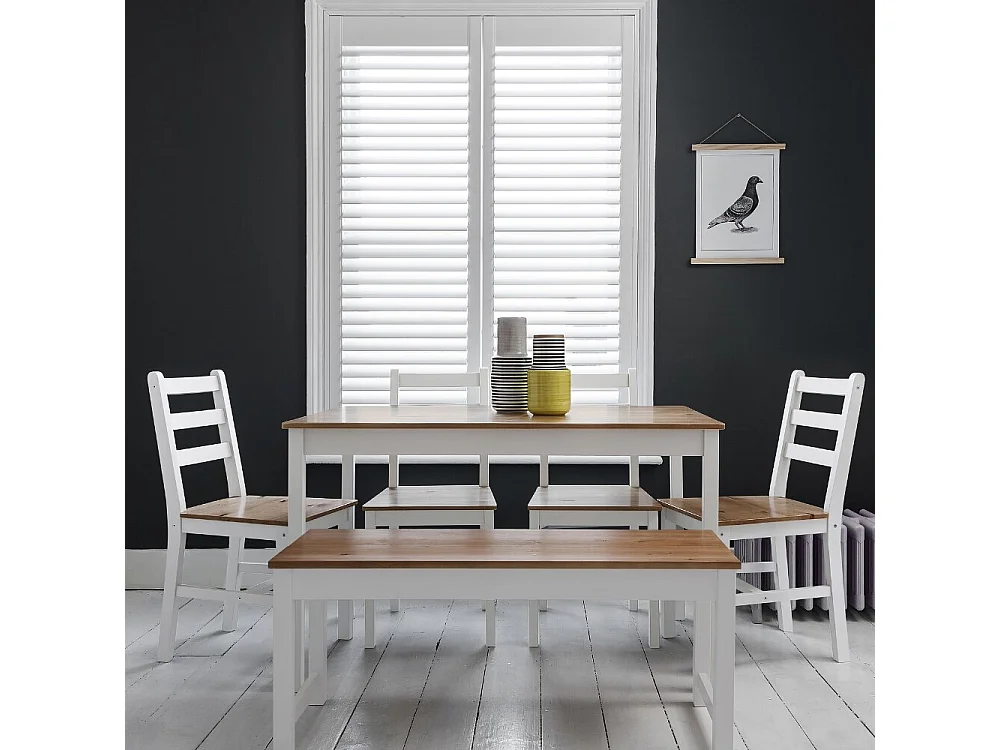 Noa & Nani Annika Dining Table in White & Natural Pine