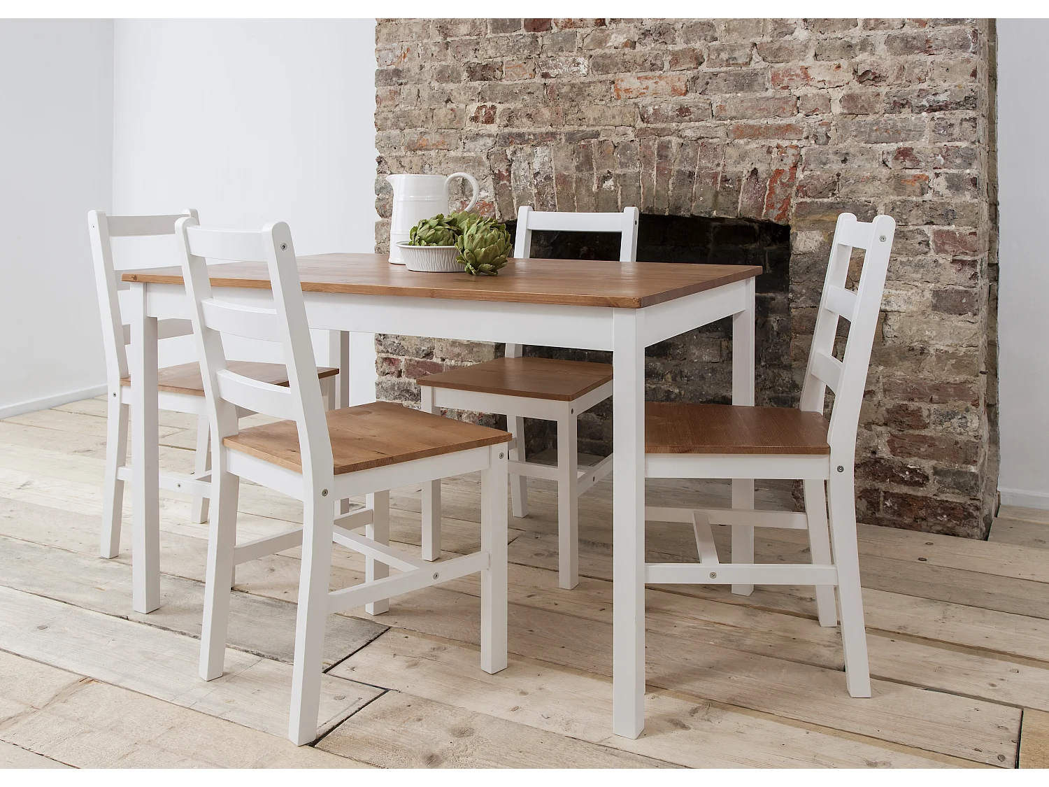 Noa & Nani Annika Dining Table in White & Natural Pine