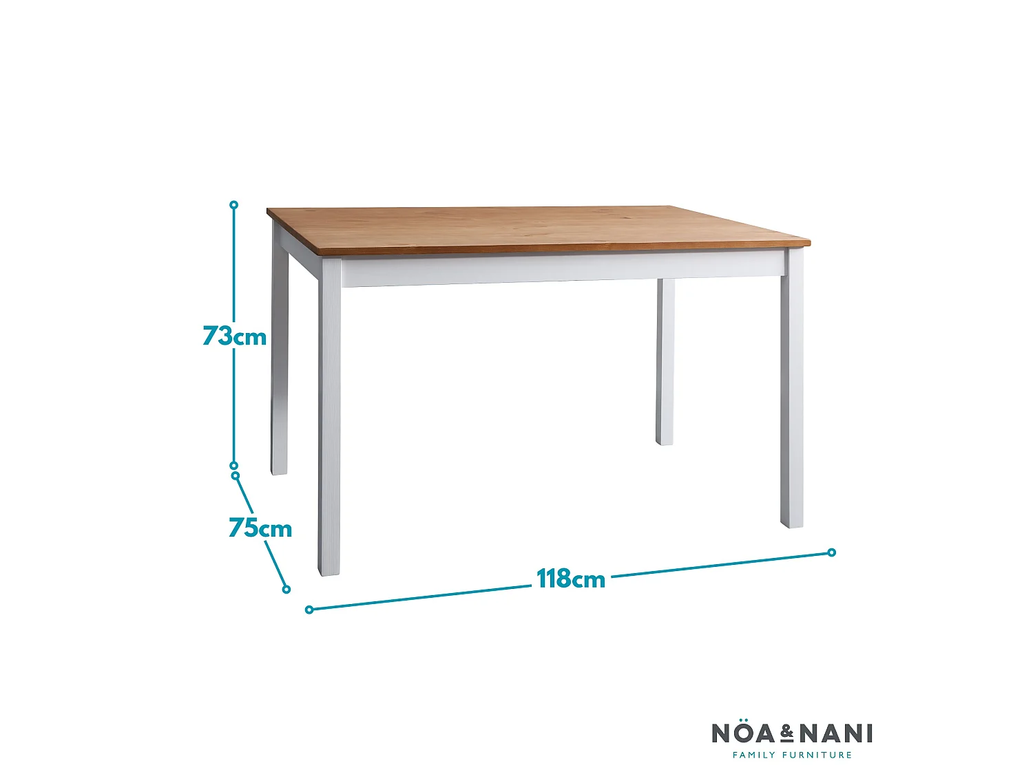 Noa & Nani Annika Dining Table in White & Natural Pine