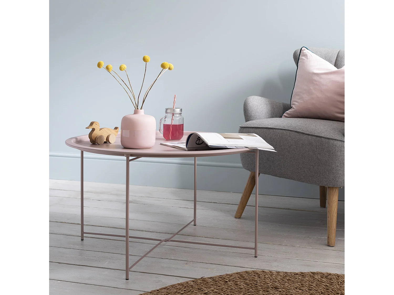 Noa & Nani Bjarni Coffee Table Metal Side Table in Blush Pink