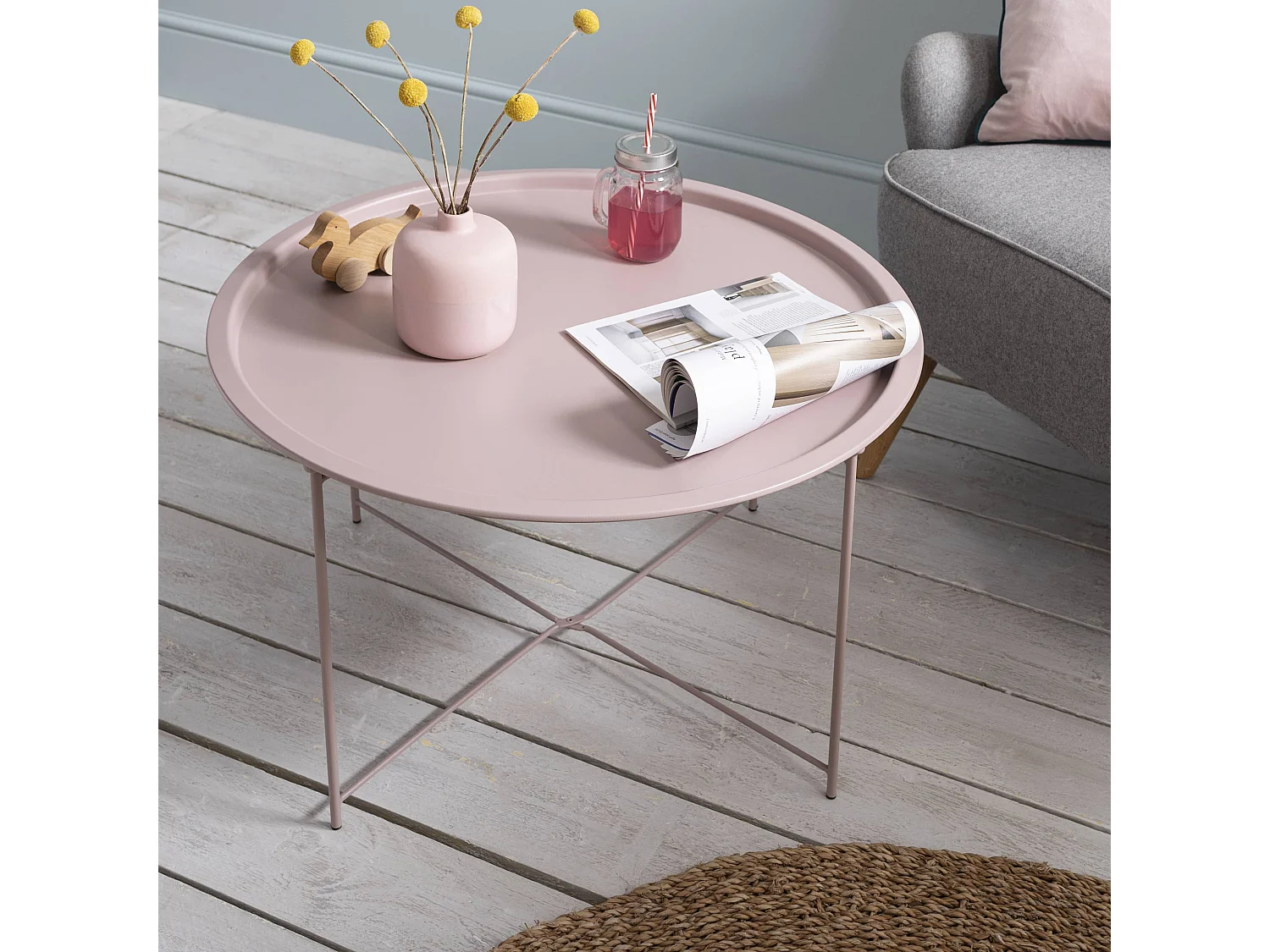 Noa & Nani Bjarni Coffee Table Metal Side Table in Blush Pink