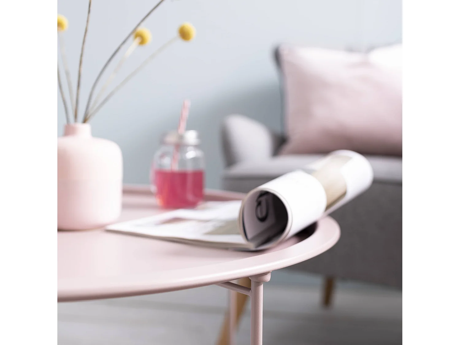 Noa & Nani Bjarni Coffee Table Metal Side Table in Blush Pink