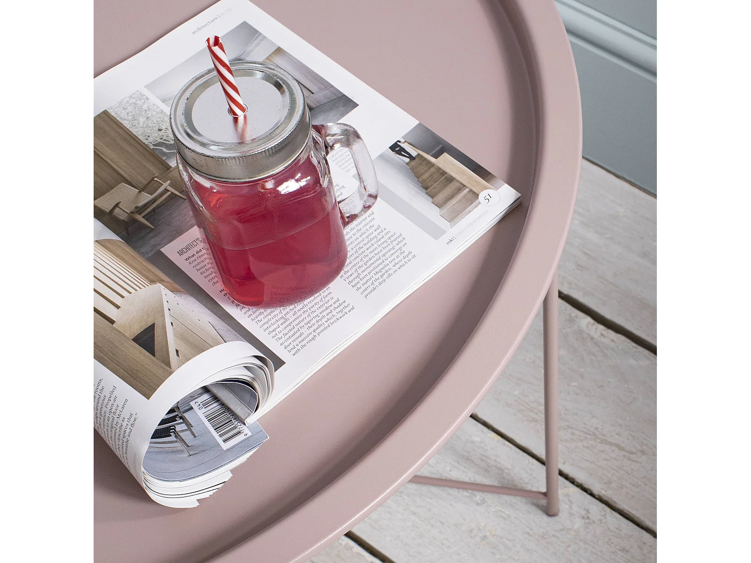 Noa & Nani Bjarni Coffee Table Metal Side Table in Blush Pink