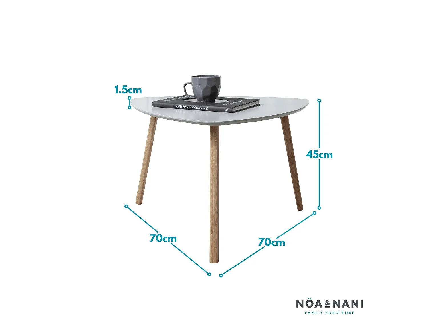 Noa & Nani Malme Extra Large Side Table in Chalk Grey and Natural Pine