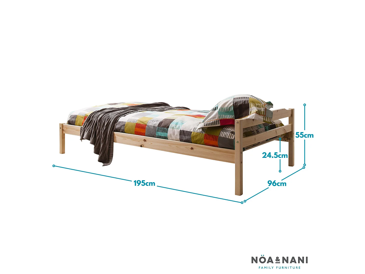 Noa & Nani Sussex Single Bed 3ft Bed Frame in Natural Pine