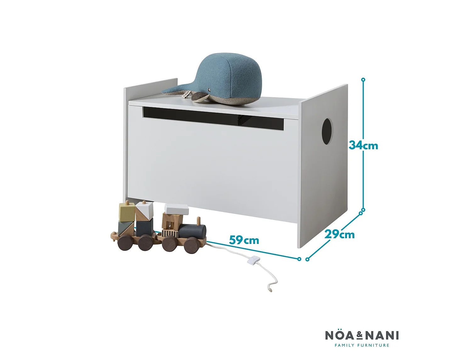 Noa & Nani Ida Toy Box Storage Organiser in White