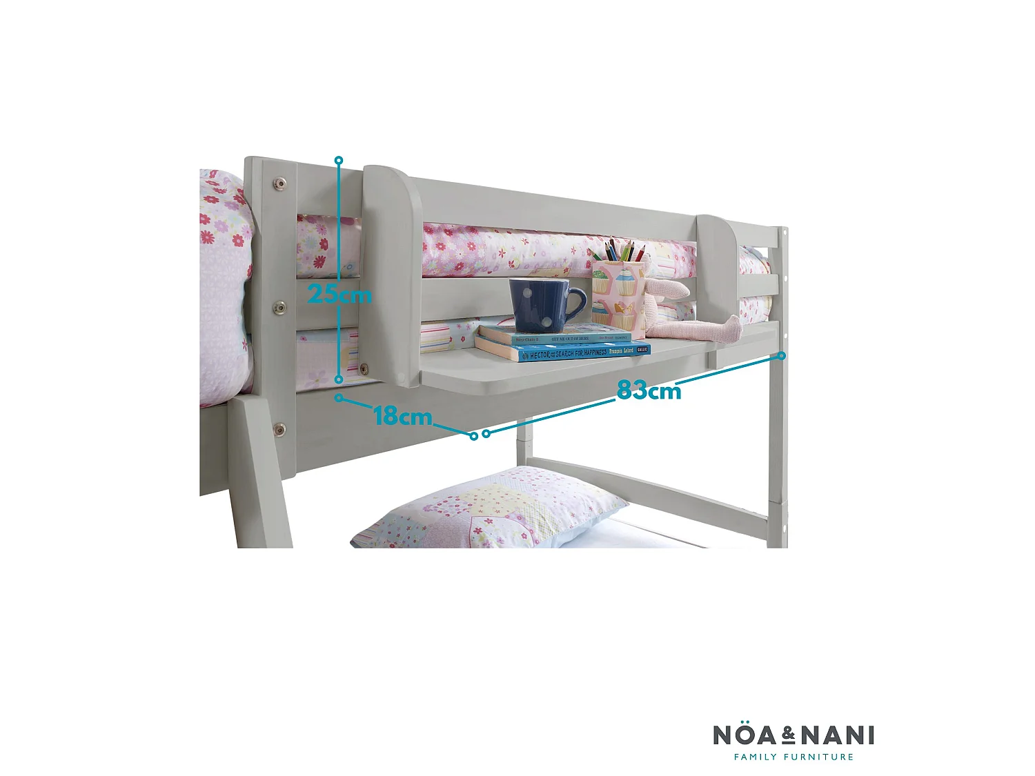 Noa & Nani Single Shelf for Cabin or Bunk Beds in Grey