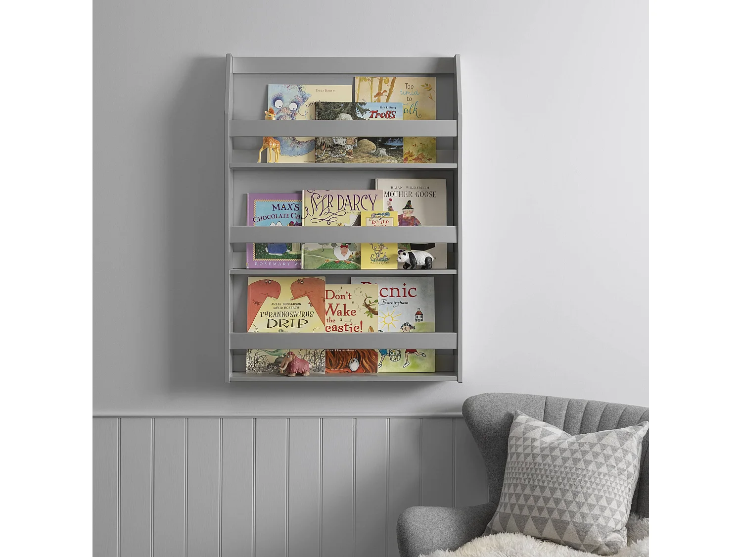 Noa & Nani Hakan Display 3 Shelf Bookcase Wall Mounted in Silk Grey