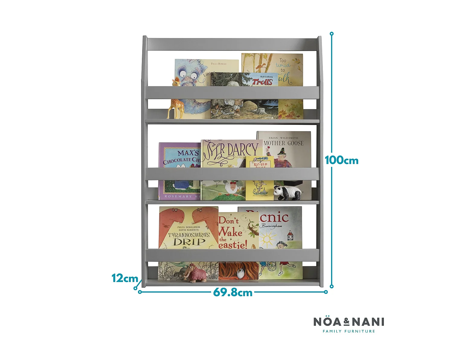 Noa & Nani Hakan Display 3 Shelf Bookcase Wall Mounted in Silk Grey