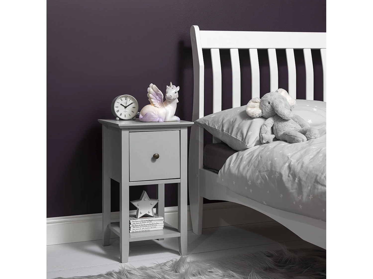 Noa & Nani Asora Bedside Table with Drawer in Silk Grey