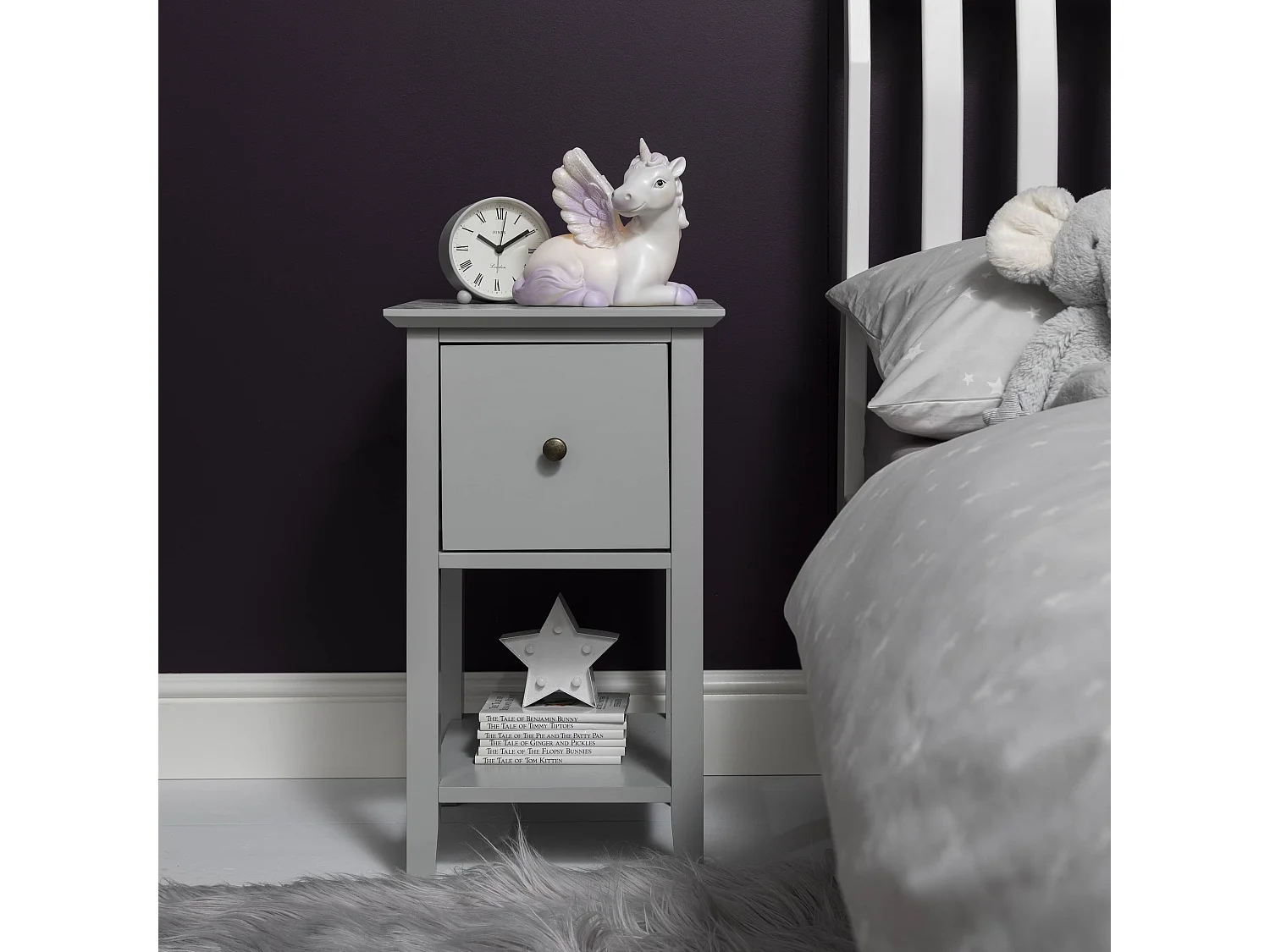 Noa & Nani Asora Bedside Table with Drawer in Silk Grey