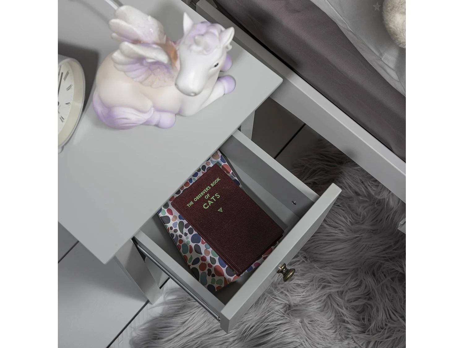 Noa & Nani Asora Bedside Table with Drawer in Silk Grey
