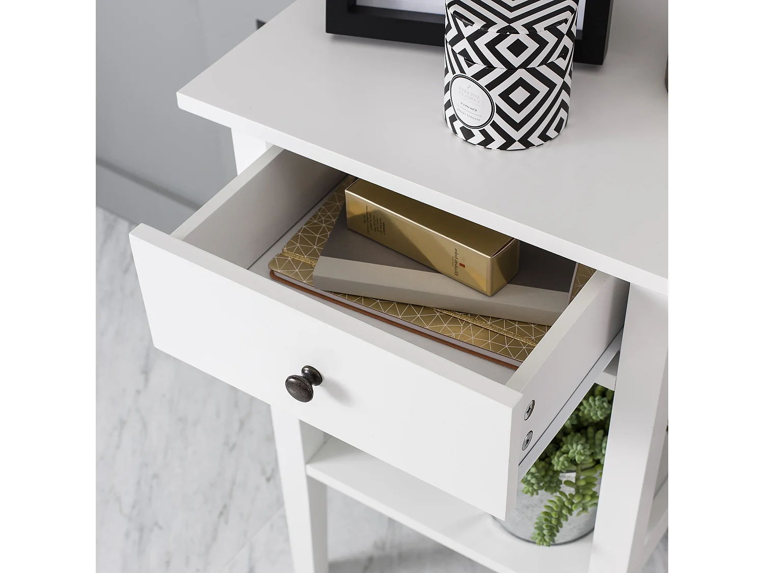 Noa & Nani Trend Bedside Cabinet with Drawer in White