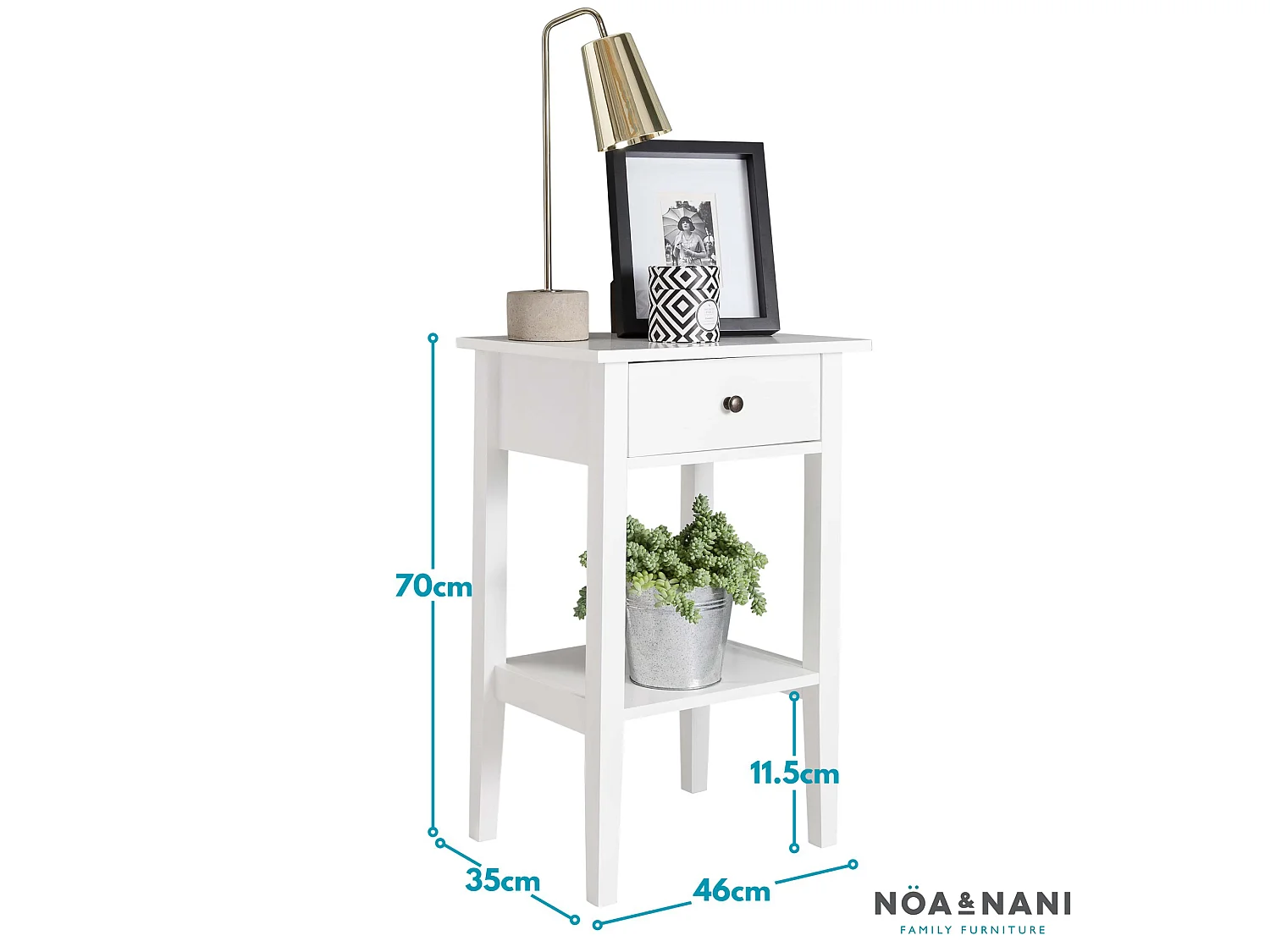 Noa & Nani Trend Bedside Cabinet with Drawer in White