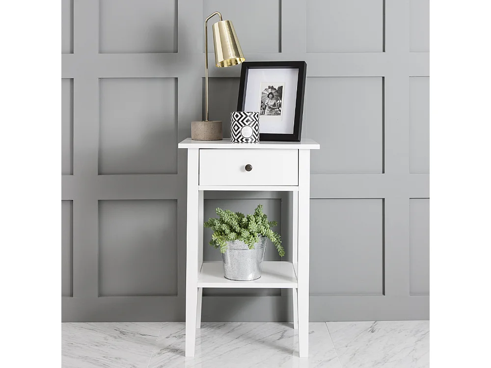 Noa & Nani Trend Bedside Cabinet with Drawer in White