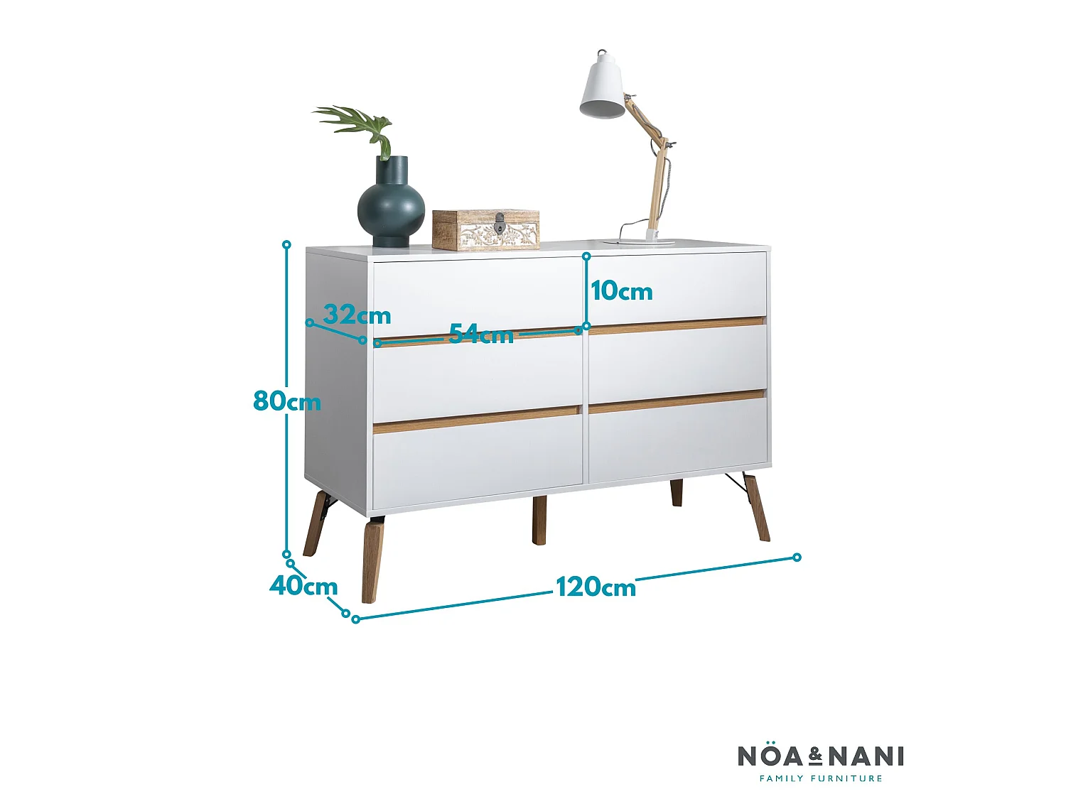Noa & Nani Otto Chest of Drawers 6 Drawer in White