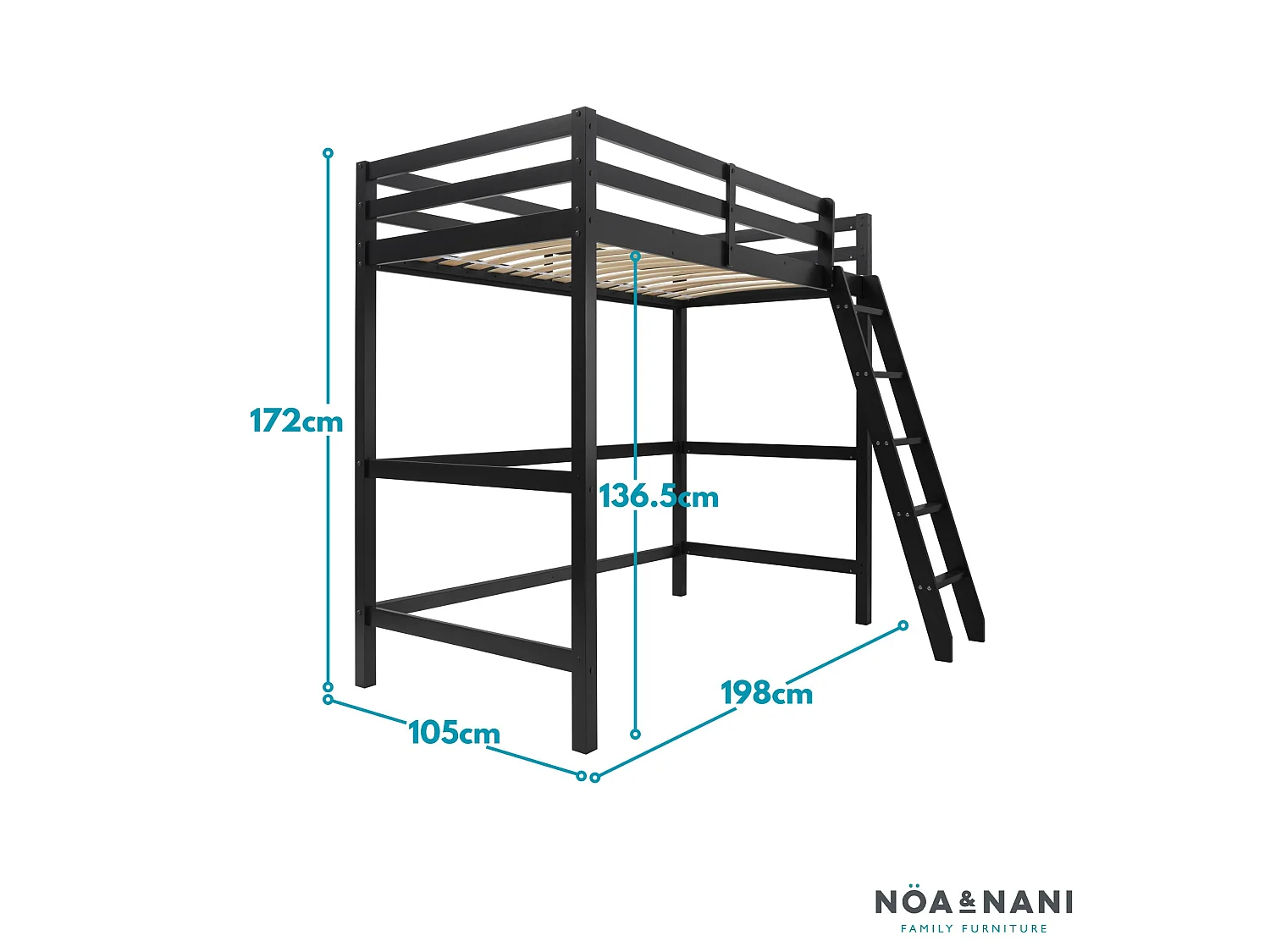 Noa & Nani Thomas High Sleeper Cabin Bed in Anthracite
