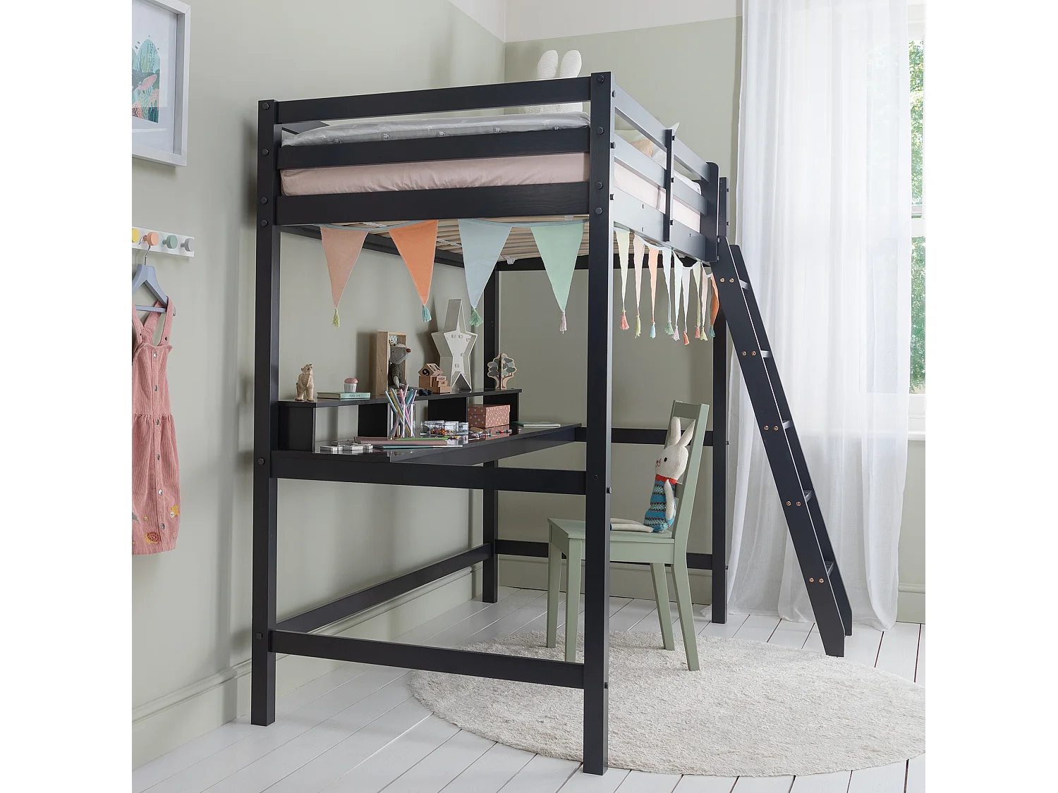 Noa & Nani Thomas High Sleeper with Thea Desk in Anthracite