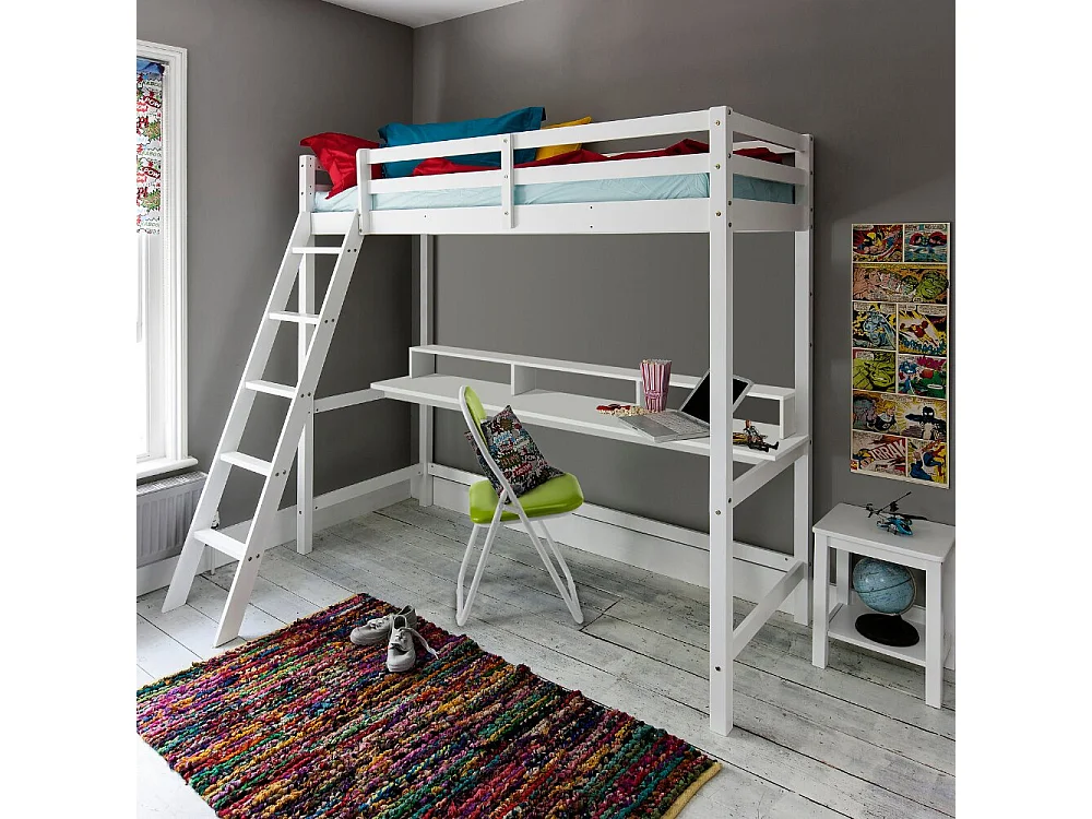 Noa & Nani Thomas High Sleeper Cabin Bed with Thea Desk in White