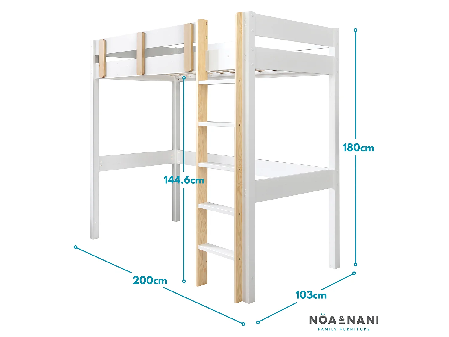 Noa & Nani Una Highsleeper Cabin Bed in White