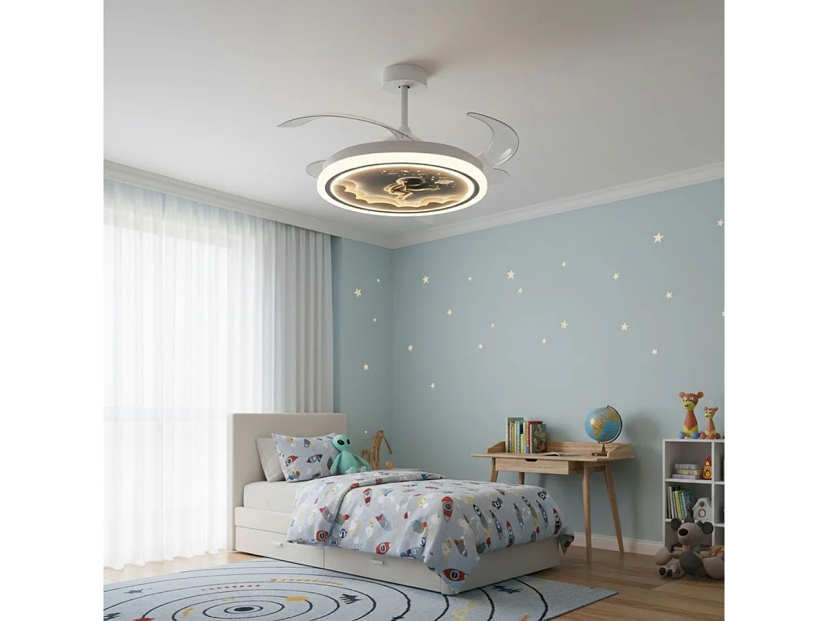 Ventilador de techo infantil Houston Mini 96W 4 aspas retráctiles blanco Ø91 cm